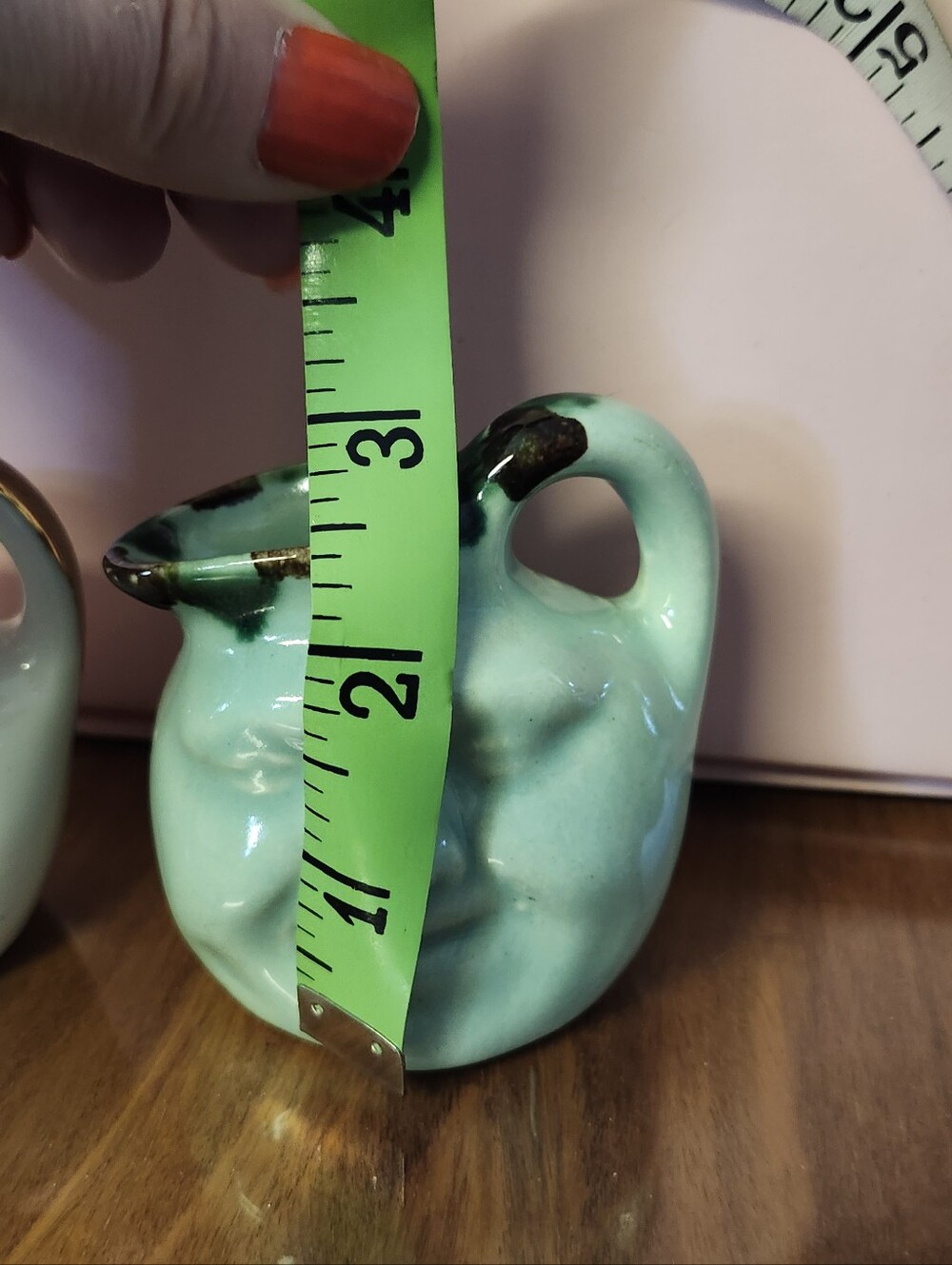 Vintage Anthropomorphic Man in the Moon Face Pitcher, Small Pitchers Pair - Picture 6 of 11
